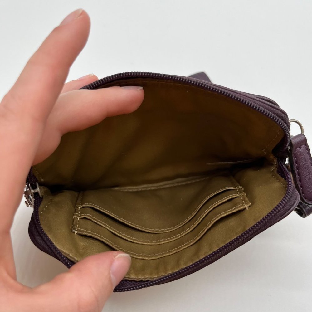 34. Coach Purple Canvas and Leather Signature Zip Top Wristlet - Picture 6 of 7
